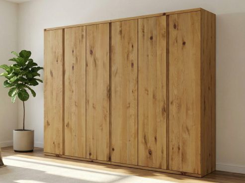 Wildeichenschrank „Romana“, 6-türig, Höhe 220 cm, Griffausführung „Patrizia“