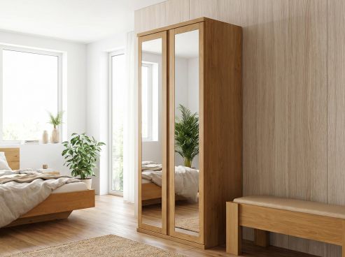 Eichenschrank „Sandra“, 2-türig, Höhe 220 cm, Griffausführung „Patrizia“