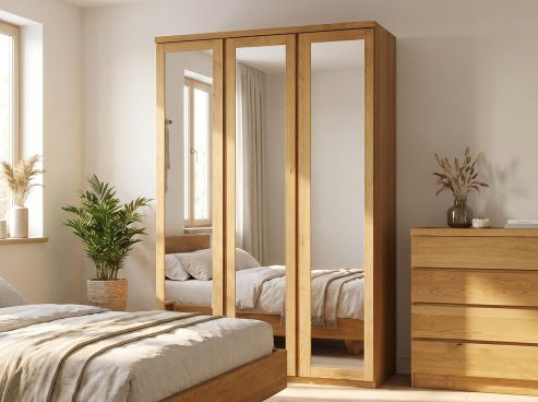 Eichenschrank „Sandra“, 3-türig, Höhe 220 cm, Griffausführung „Lukas“