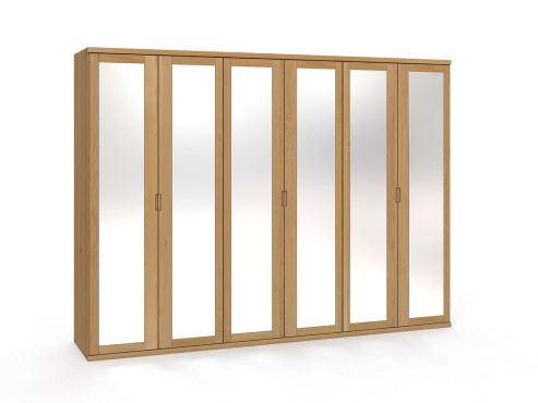 Eichenschrank Hell „Sandra“, 6-türig, Höhe 220 cm, Griffausführung „Lukas" 