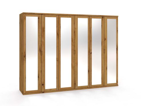Wildeichenschrank „Sandra“, 6-türig, Höhe 220 cm, Griffausführung „Lukas"
