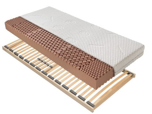 Schlafsystem aus biologischer Kaltschaummatratze "medium" mit Bio-Bezug und metallfreiem Lattenrost