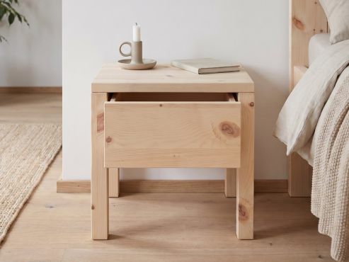 Nachttisch aus Zirbenholz mit Lade