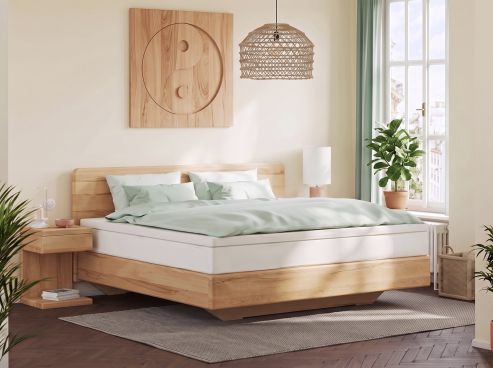 Buchenbett „Valentina" Boxspring in 180 x 200 cm mit geradem Kopfteil