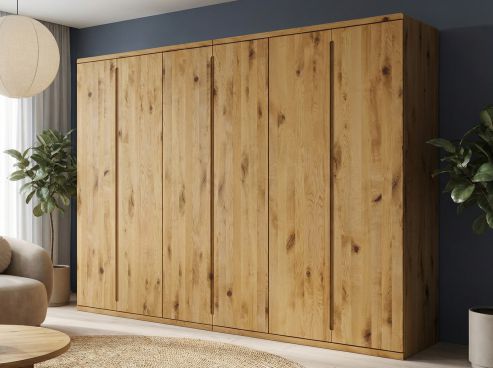 Wildeichenschrank „Valentin“, 6-türig, Höhe 220 cm, Griffausführung „Patrizia“