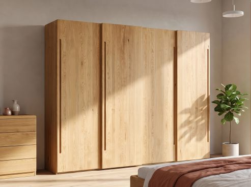 Eichenschrank „Viktor", 4-türig, Höhe 220 cm, Griff C