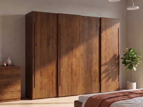 Buchenschrank Dunkel „Viktor", 4-türig, Höhe 220 cm, Griff C