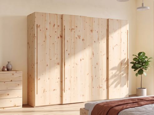 Zirbenschrank „Viktor", 4-türig, Höhe 220 cm, Inneneinrichtung: A, Griff: C