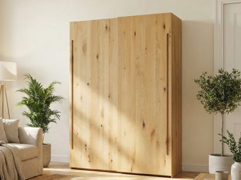 Schiebetürenschrank aus Wildeiche Hell „Viktor“ 2-türig
