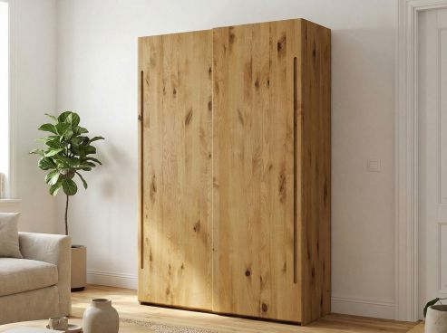 Wildeichenschrank „Viktor", 2-türig, Höhe 220 cm, Griff C