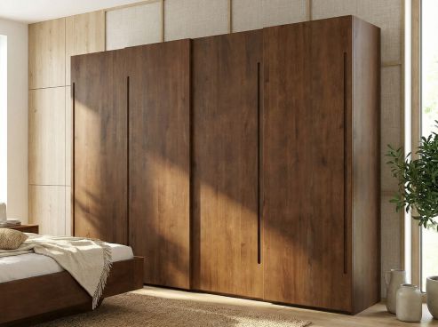 Buchenschrank Dunkel „Viktor", 4-türig, Höhe 220 cm, Griff C