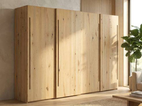 Wildeichenschrank Hell „Viktor", 4-türig, Höhe 220 cm, Griff C