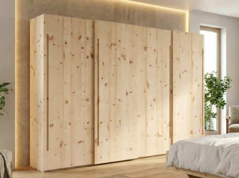 Zirbenschrank „Viktor", 4-türig, Höhe 220 cm, Inneneinrichtung: A, Griff: C