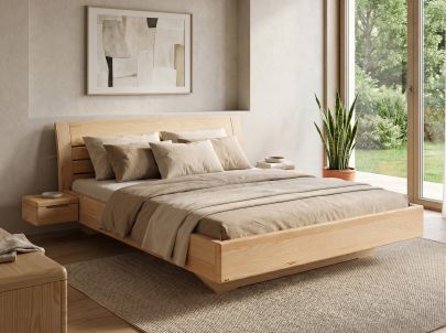 Eschenbett „Belinda“ in 180 x 200 cm mit zwei Nachttischen Griff: Griffleiste B