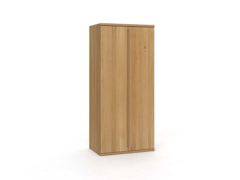 Eichenschrank Hell „Valentin“, 2-türig, Höhe 220 cm, Griffausführung „Lukas“