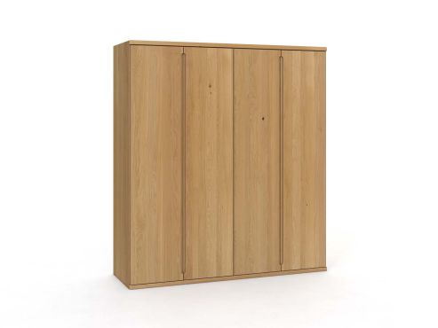 Eichenschrank Hell „Valentin“, 4-türig, Höhe 220 cm, Griffausführung „Lukas“