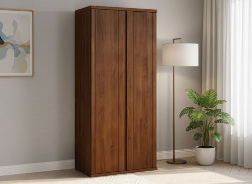 Buchenschrank Dunkel „Egon“, 2-türig, Höhe 220 cm, Griffausführung „Patrizia“, Inneneinrichtung: A