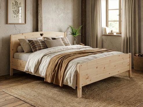 Schlafzimmer mit Zirbenholzbett "Heidi"