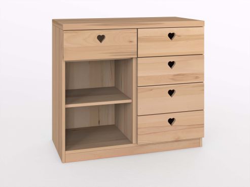 Kommode Kernbuche „Heidi“ 100 cm mit Fächern