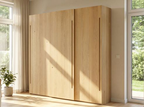 Schiebetürenschrank aus Eiche Hell „Ludwig“ 3-türig