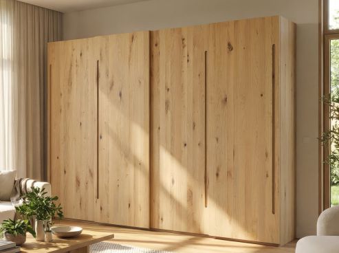 Schiebetürenschrank aus Wildeiche Hell „Ludwig“ 4-türig