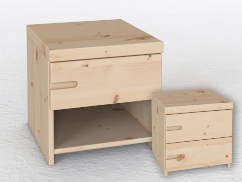 Nachttisch „Stefan“ aus Zirbe, Griff links