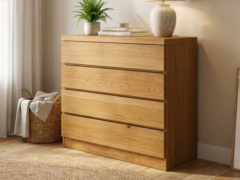 Eichenkommode „Patrizia“ mit 1 Tür und 5 Laden