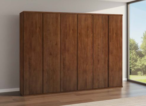 Buchenschrank Dunkel „Valentin“, 6-türig, Höhe 220 cm, Griffausführung „Patrizia“, Inneneinrichtung: A 