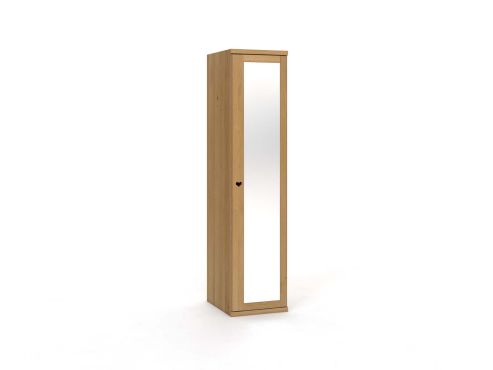 Eichenschrank Hell „Sandra“, 1-türig, Höhe 220 cm, Griffausführung „Heidi", Türanschlag: rechts