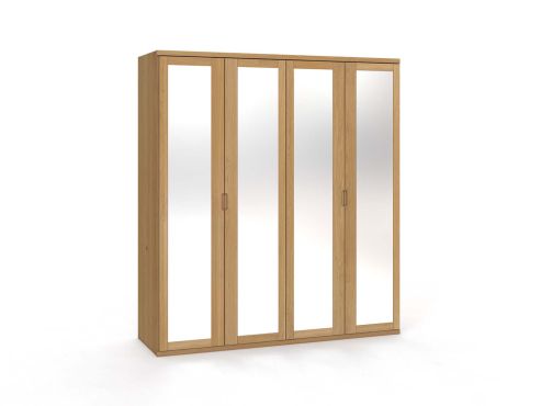 Eichenschrank Hell „Sandra“, 4-türig, Höhe 220 cm, Griffausführung „Lukas" 