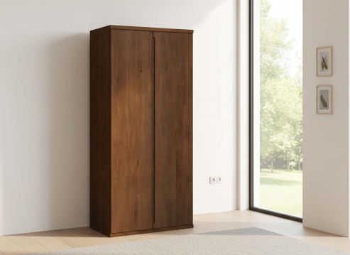 Buchenschrank Dunkel „Valentin“, 2-türig, Höhe 220 cm, Griffausführung „Lukas“, Inneneinrichtung: A 