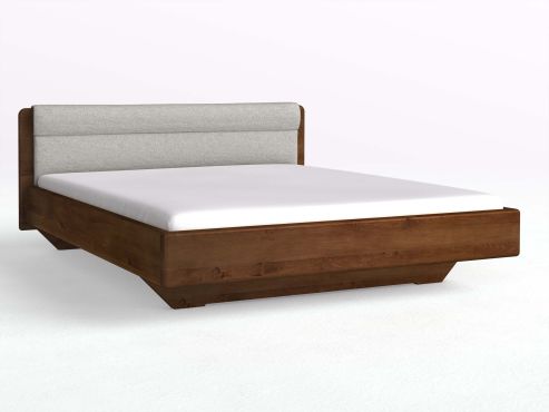 Buchenbett Dunkel „Valentina“ in 180 x 200 cm mit 2 Nachttischen - Griff: Grifflos