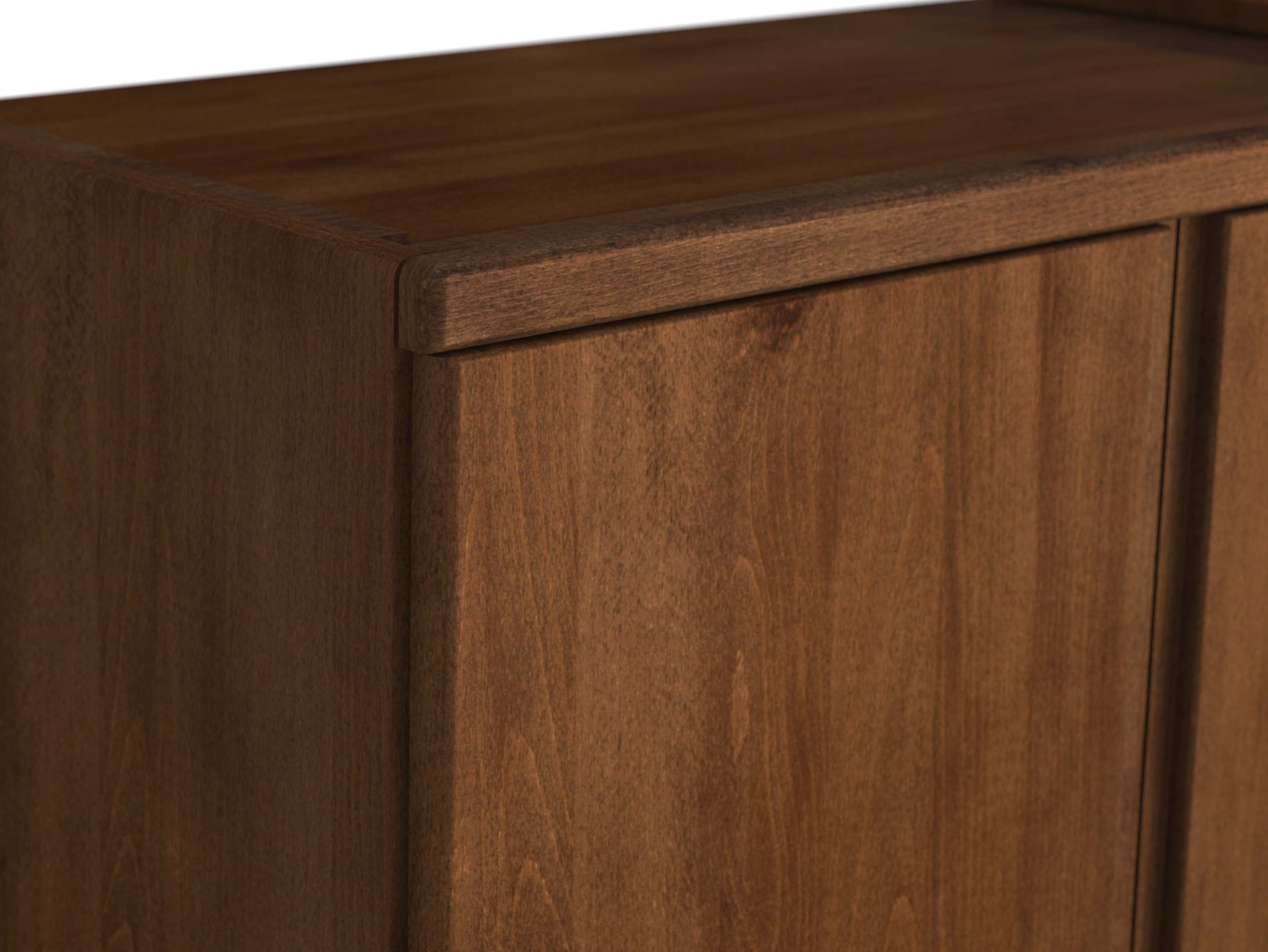 Kanten abgerundet - Buchenschrank Dunkel „Valentin“ Detail