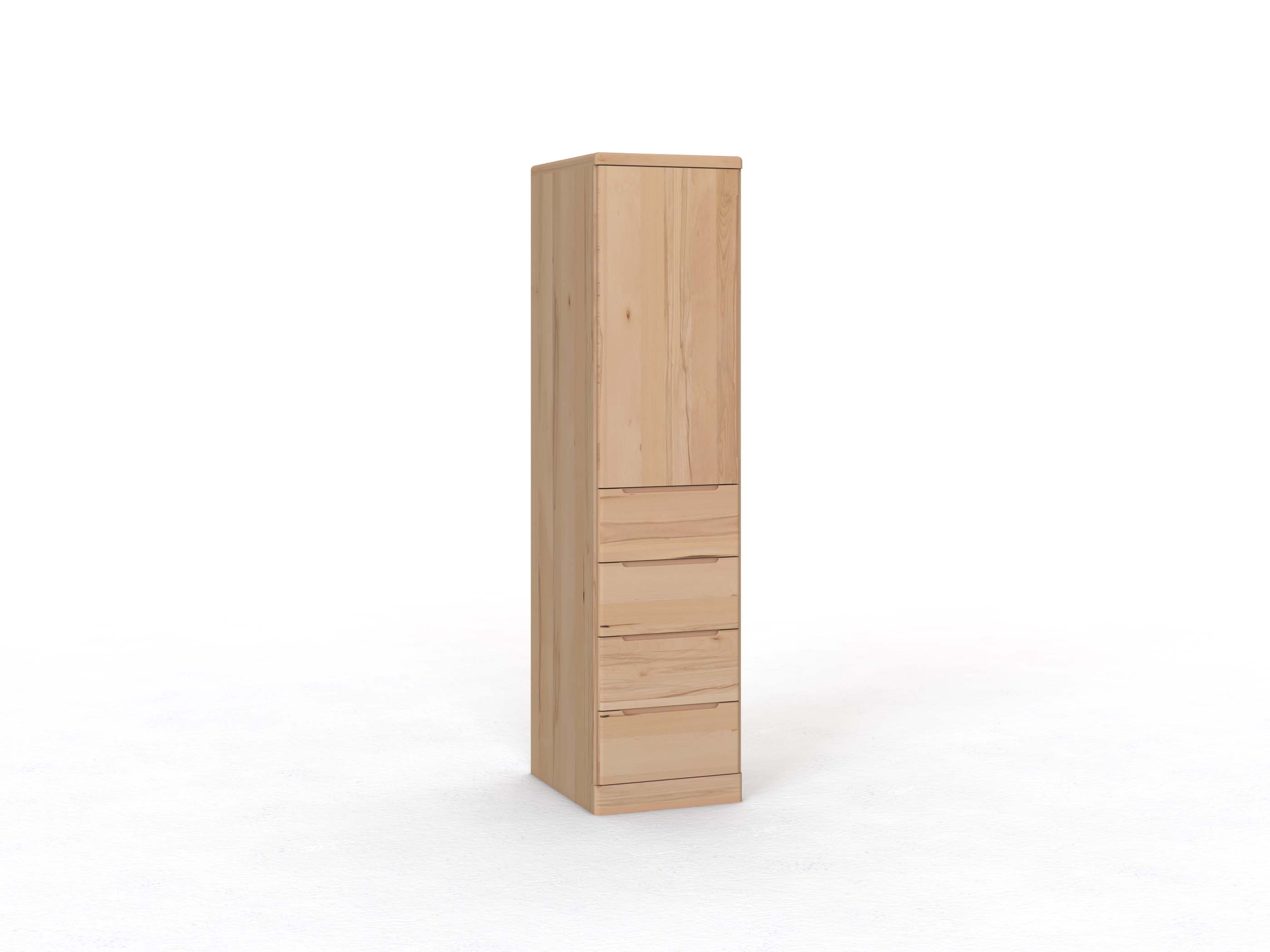 Buchenschrank „Ramon“, 1-türig, Höhe 212 cm, Griffausführung C, mit Schubladen, Türanschlag links (optional)