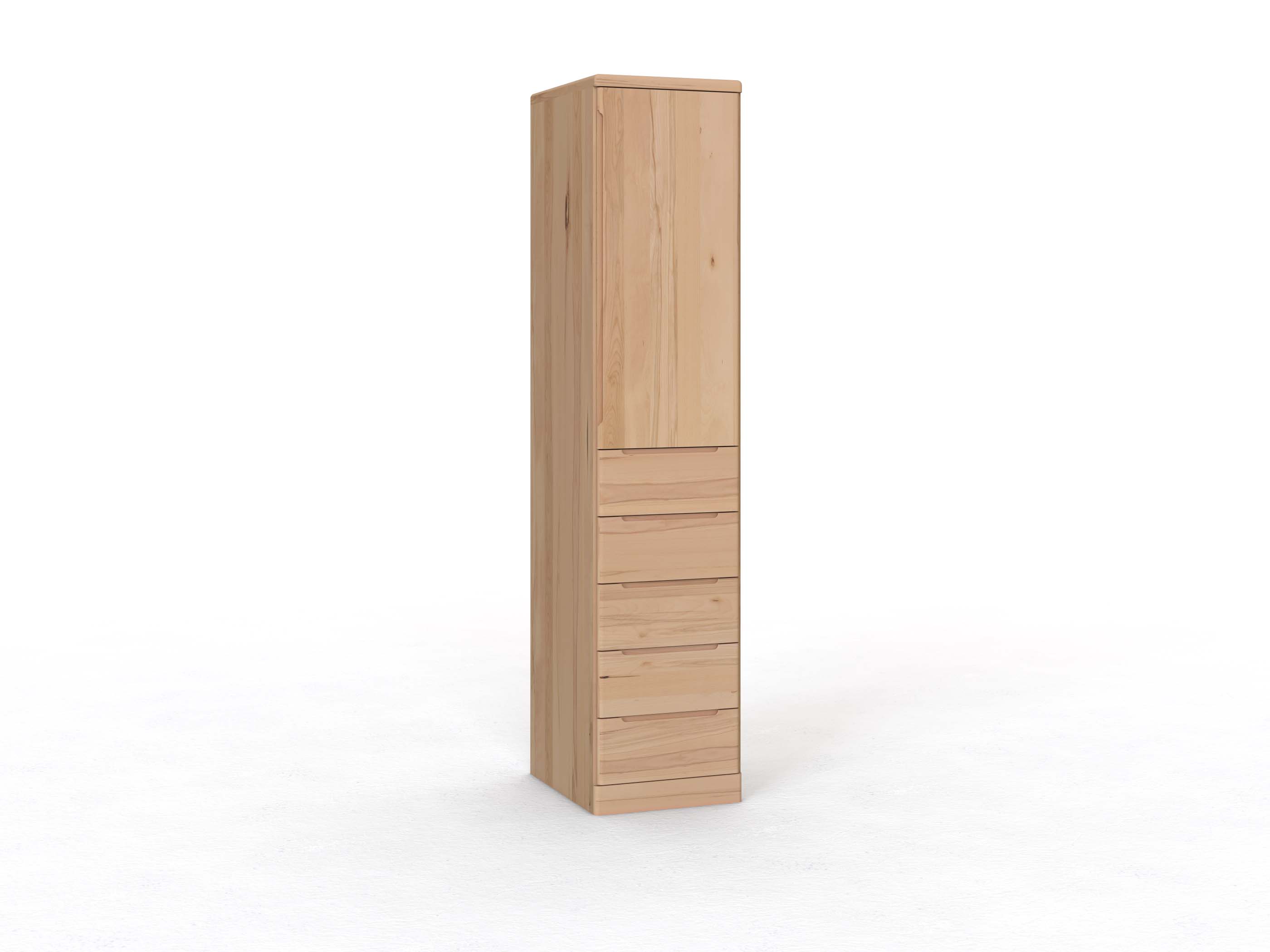 Buchenschrank „Ramon“, 1-türig, Höhe 237 cm, Griffausführung C, mit Schubladen, Türanschlag rechts (optional)