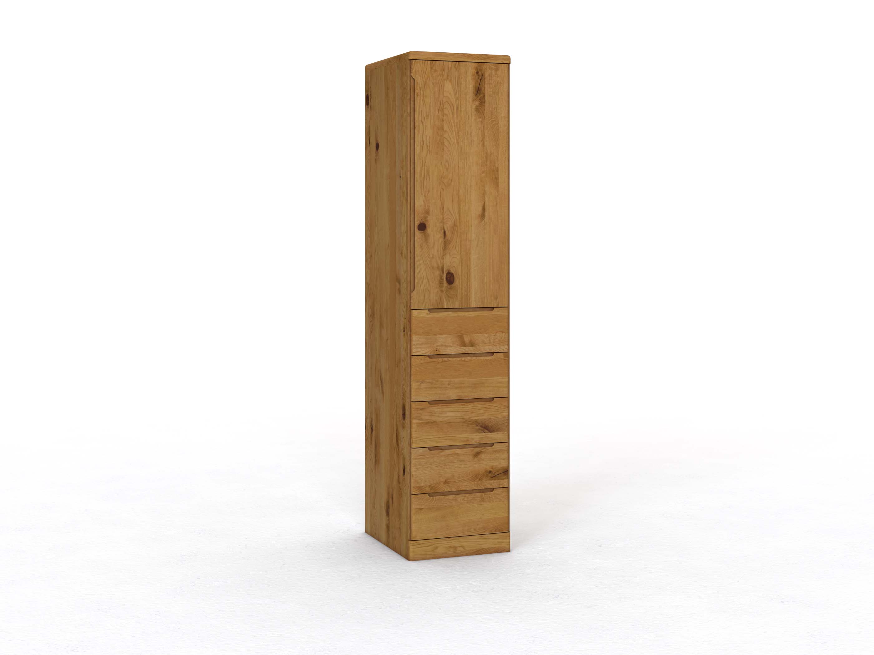 Wildeichenschrank „Ramon“, 1-türig, Höhe 237 cm, Griffausführung C, mit Schubladen, Türanschlag rechts (optional)