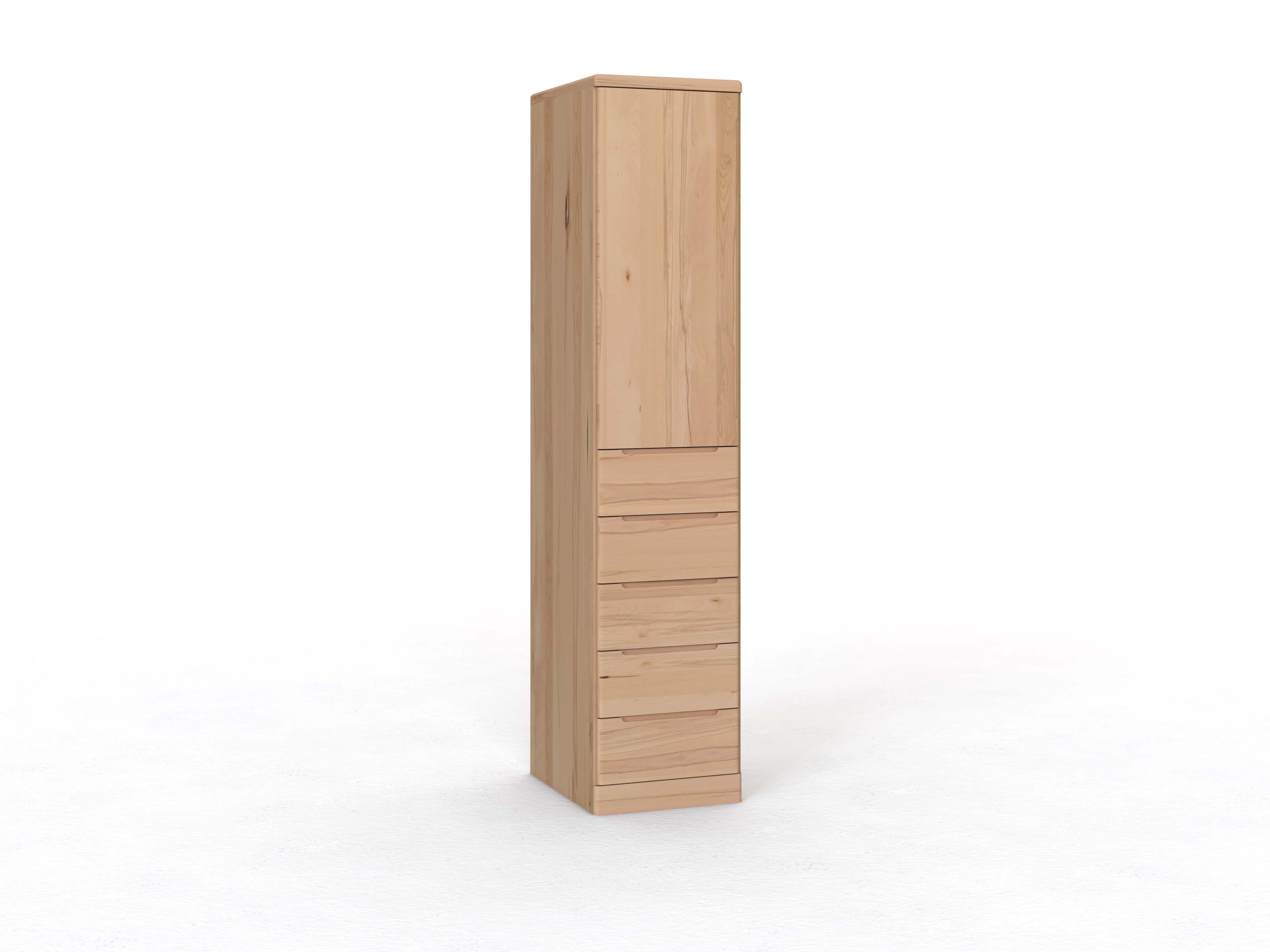 Buchenschrank „Ramon“, 1-türig, Höhe 237 cm, Griffausführung C, mit Schubladen, Türanschlag links (optional)