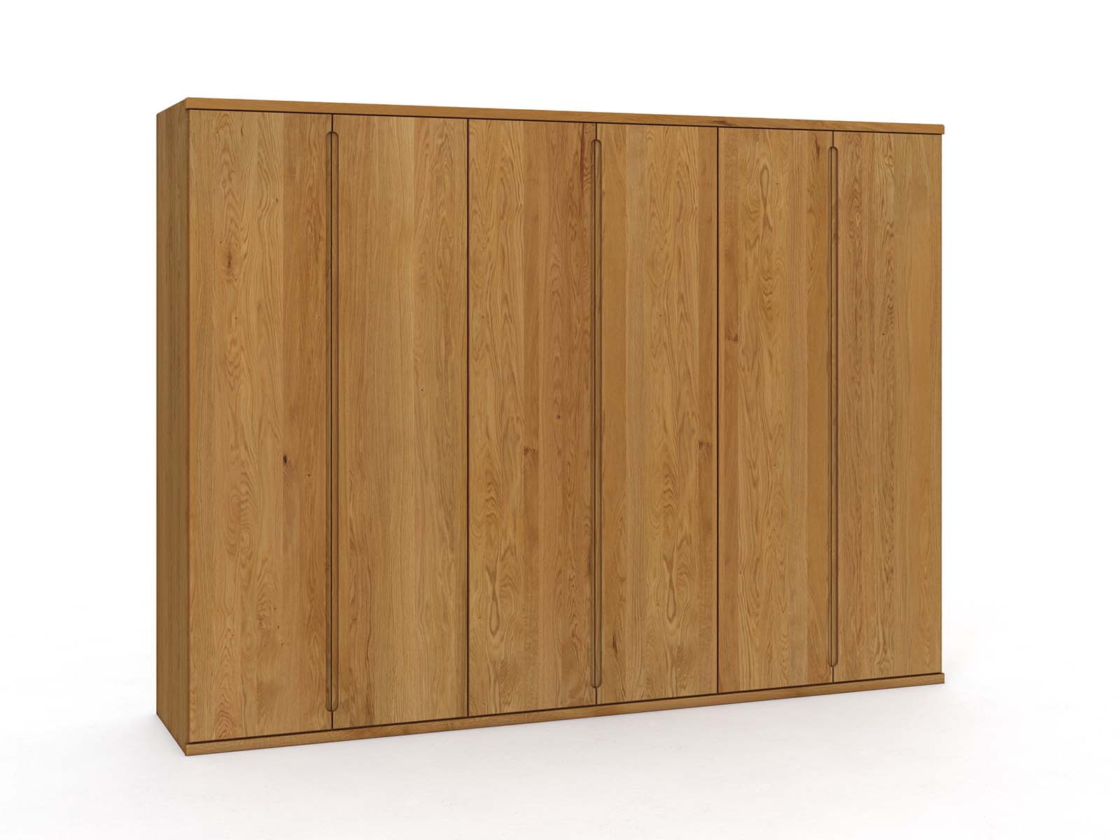 Eichenschrank „Valentin“, 6-türig, Höhe 220 cm, Griffausführung „Lukas“