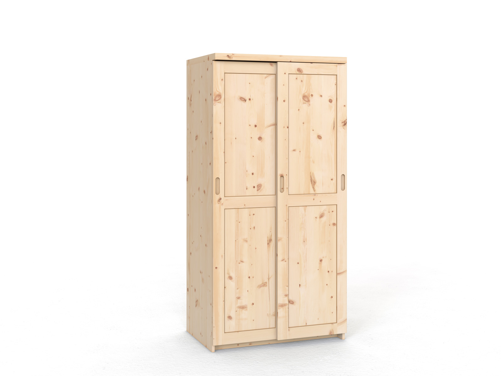 Schiebetüreschrank aus Zirbenholz „Edelweiß" 2-türig schmal, Höhe 208 cm