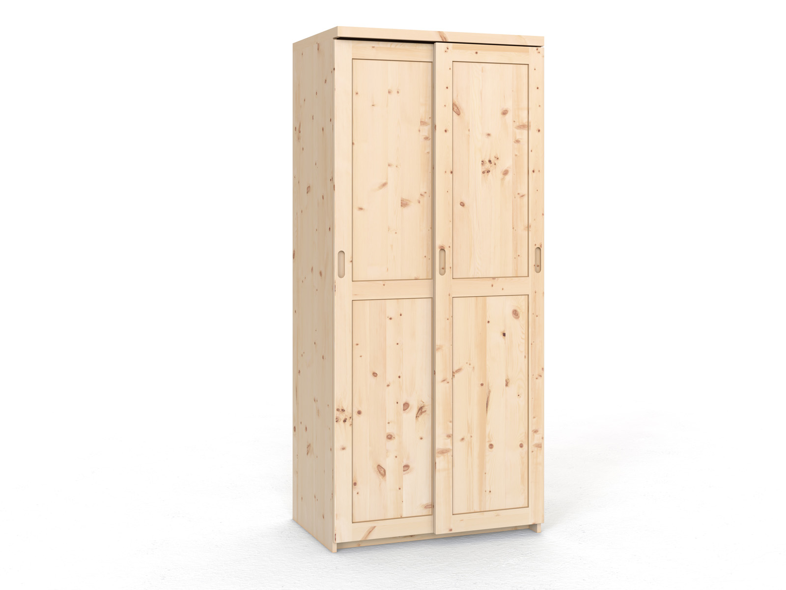 Schiebetüreschrank aus Zirbenholz „Edelweiß" 2-türig schmal, Höhe 233 cm