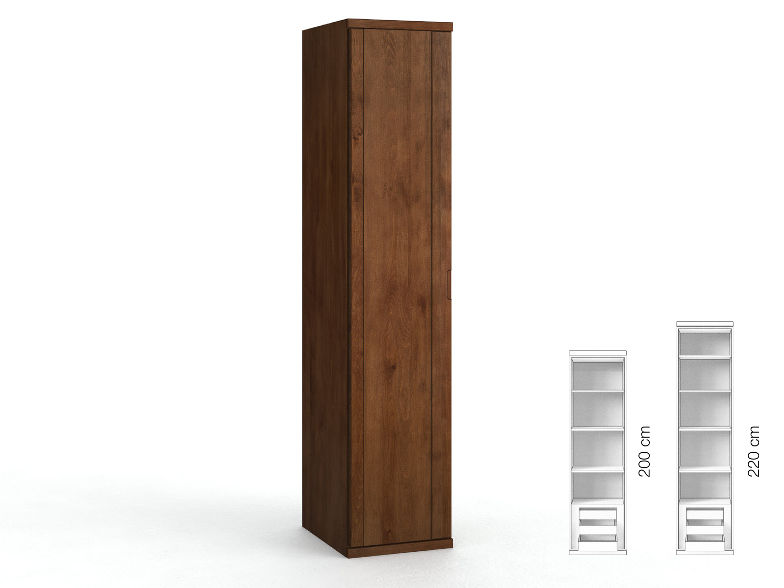 Buchenschrank Dunkel „Egon“, 1-türig, Höhe 220 cm, Griffausführung „Lukas“, Inneneinrichtung: C, Türanschlag links