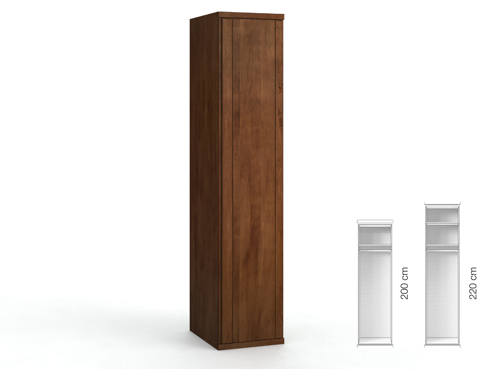 Buchenschrank Dunkel „Egon“, 1-türig, Höhe 220 cm, Griffausführung „Patrizia“, Inneneinrichtung: A, Türanschlag rechts