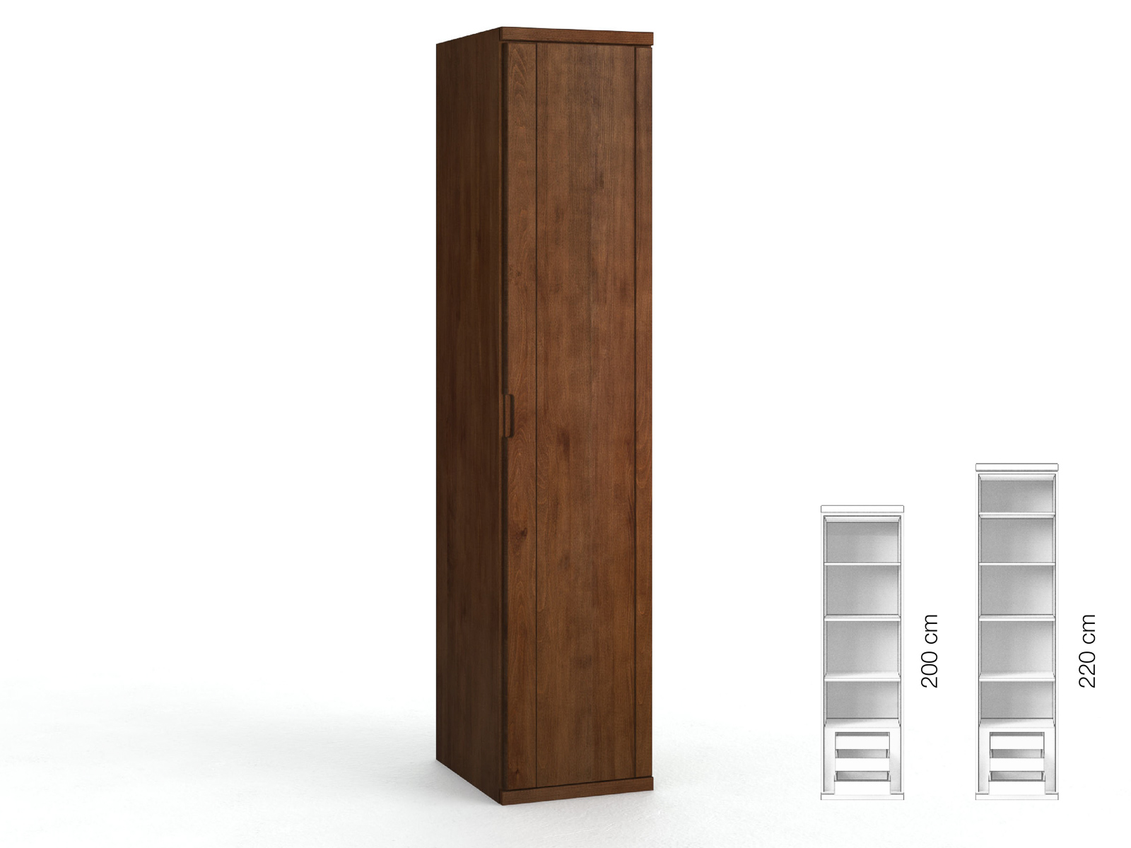 Buchenschrank Dunkel „Egon“, 1-türig, Höhe 220 cm, Griffausführung „Lukas“, Inneneinrichtung: C, Türanschlag rechts