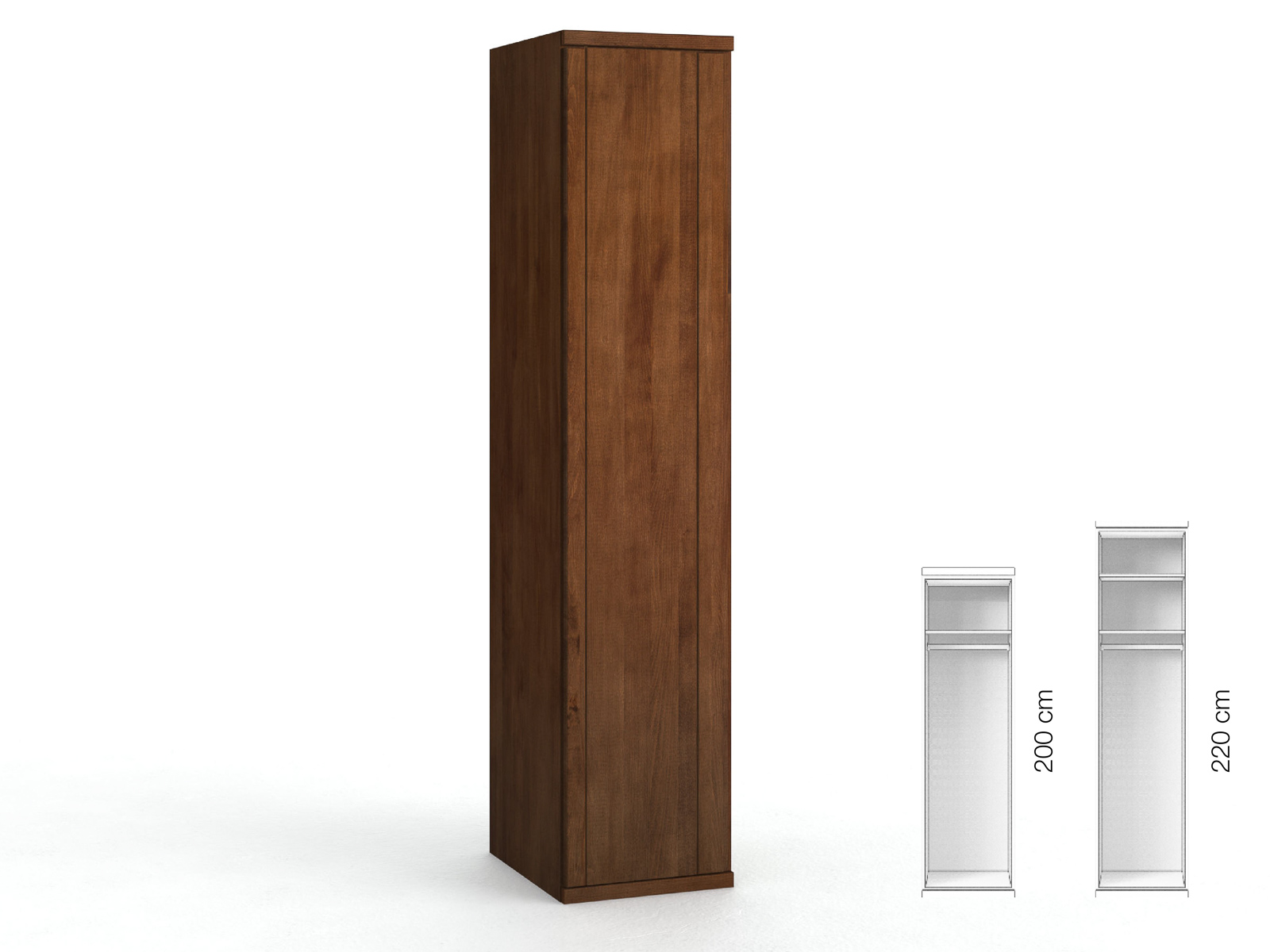 Buchenschrank Dunkel „Egon“, 1-türig, Höhe 220 cm, Griffausführung „Patrizia“, Inneneinrichtung: A, Türanschlag links