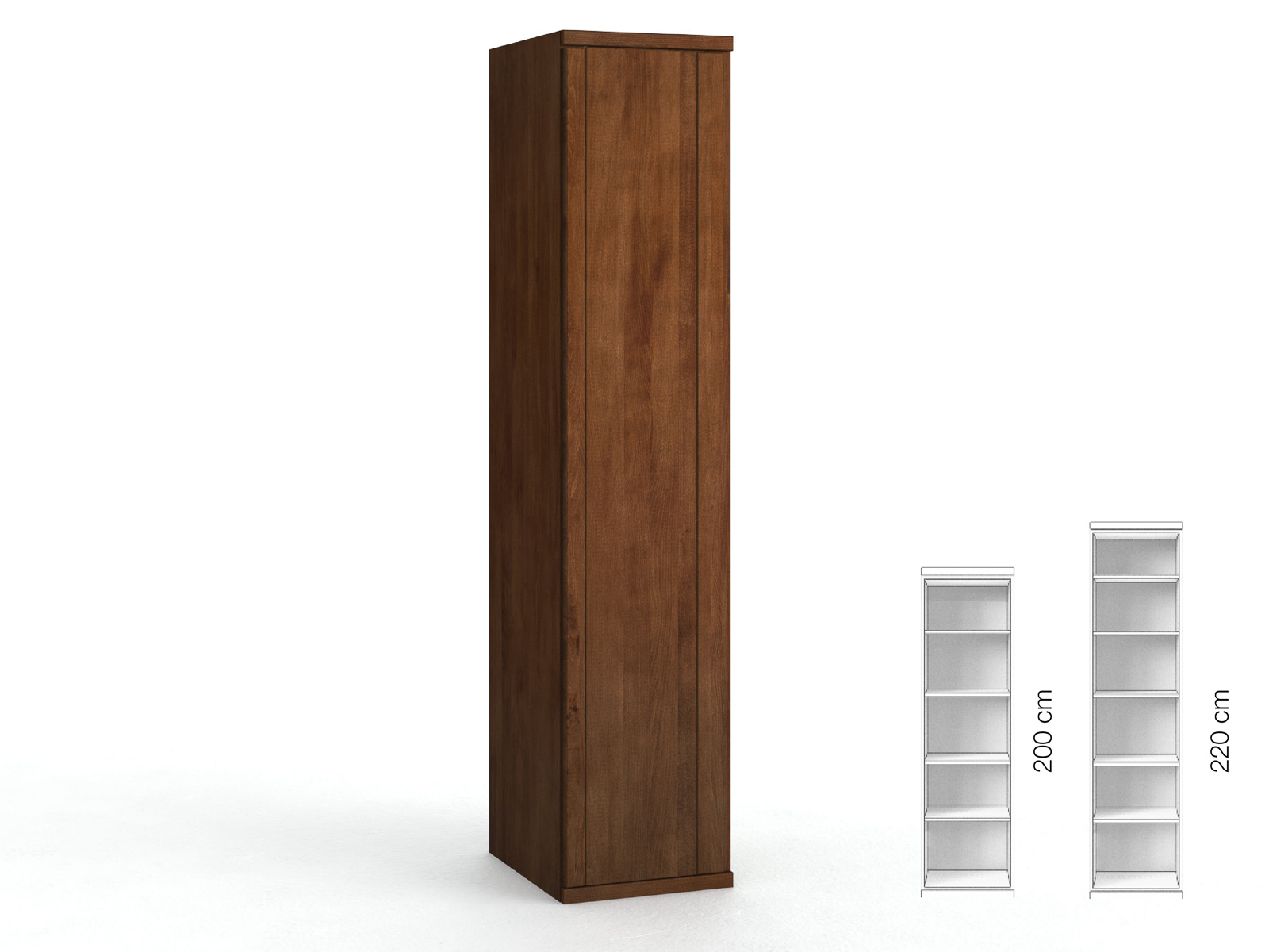 Buchenschrank Dunkel „Egon“, 1-türig, Höhe 220 cm, Griffausführung „Patrizia“, Inneneinrichtung: B, Türanschlag links