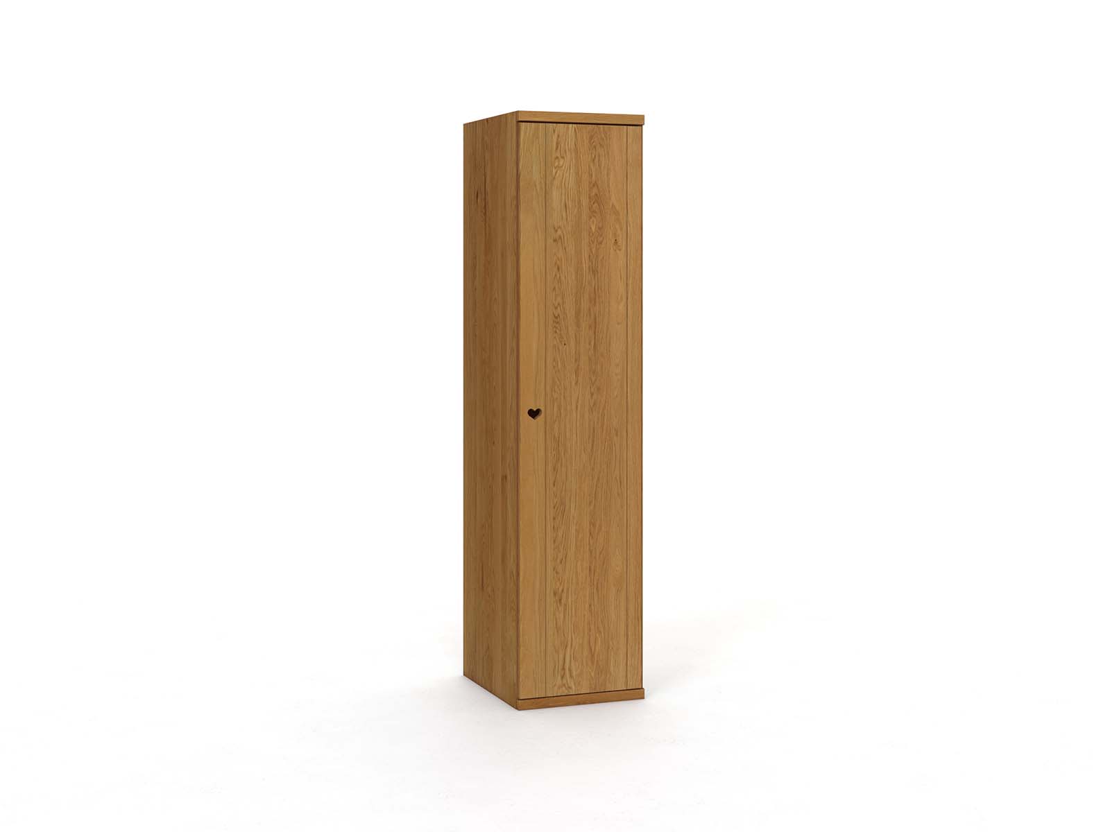 Eichenschrank „Egon“, 1-türig, Höhe 220 cm, Griffausführung „Heidi“,  Türanschlag rechts