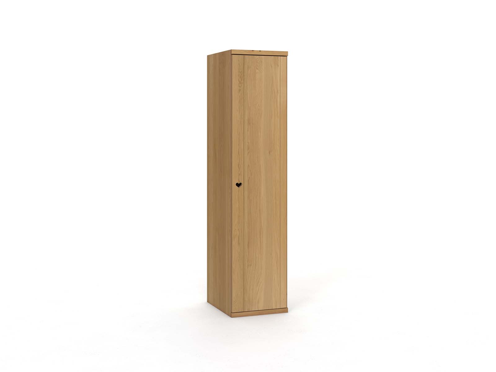 Eichenschrank Hell „Egon“, 1-türig, Höhe 220 cm, Griffausführung „Heidi“,  Türanschlag rechts