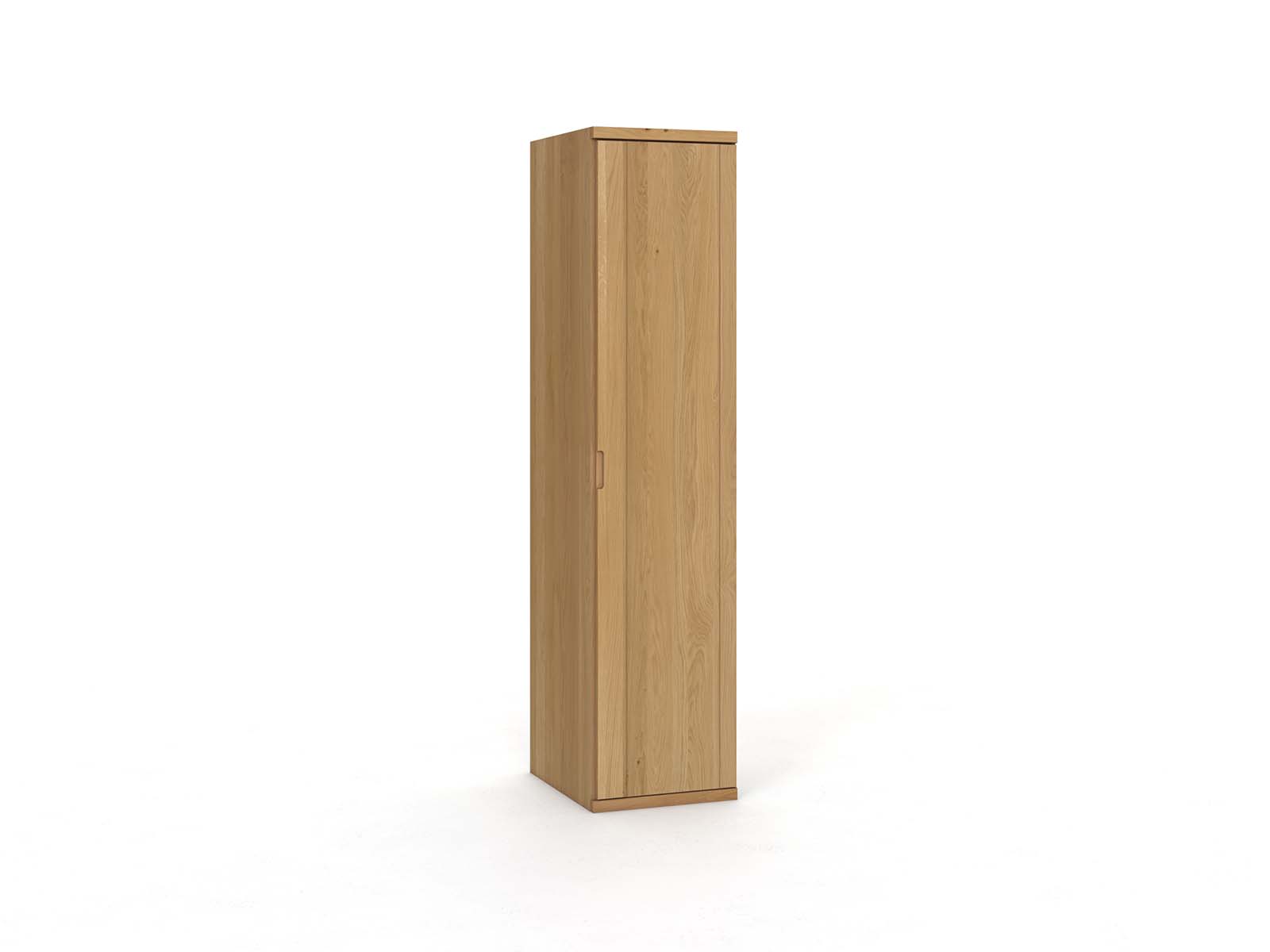 Eichenschrank Hell „Egon“, 1-türig, Höhe 220 cm, Griffausführung „Lukas“,  Türanschlag rechts