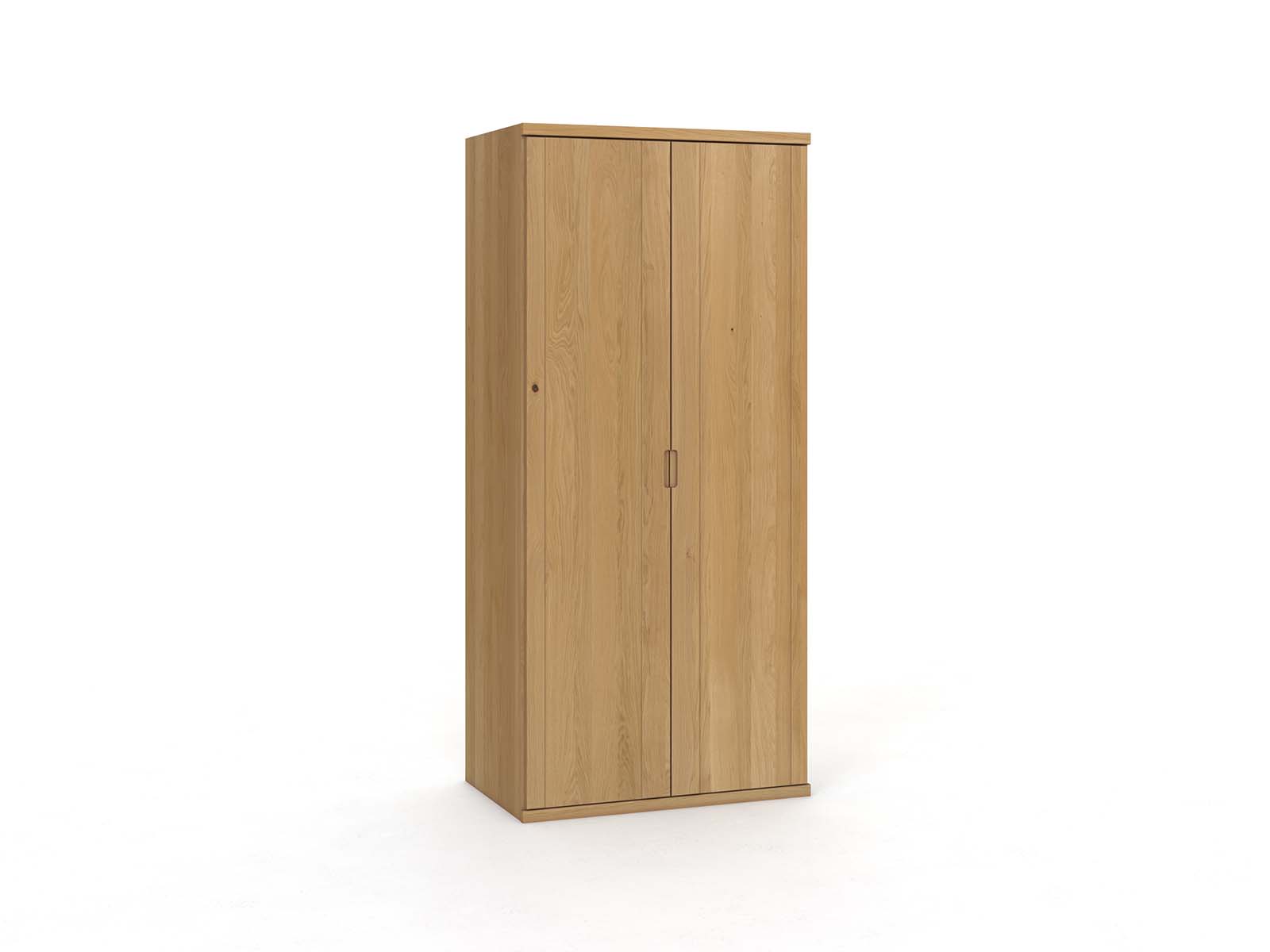 Eichenschrank Hell „Egon“, 2-türig, Höhe 220 cm, Griffausführung „Lukas“