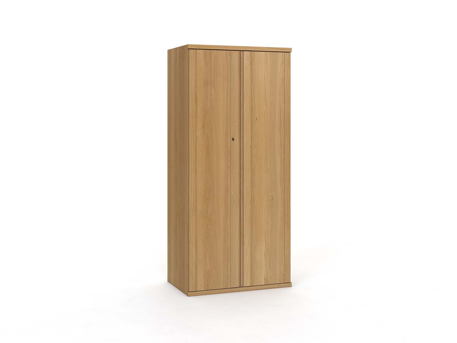 Eichenschrank Hell „Egon“, 2-türig, Höhe 220 cm, Griffausführung „Patrizia“